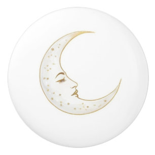 Celesticent Crescent Måne Ansikte Guld Silver Whit Knopp