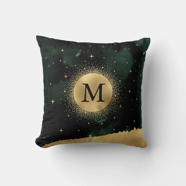 celesticent crescent måne guld Monogram Dekorativ  Kudde (Framsida)