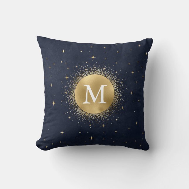 celesticent crescent måne guld Monogram Kudde (Framsida)