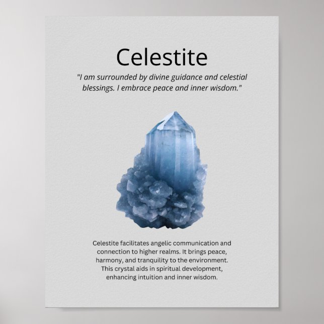 Celestite Crystal Meaning Poster (Framsidan)