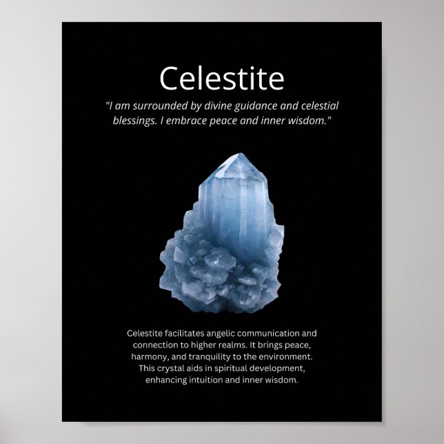 Celestite Crystal Stone Meaning Poster (Framsidan)