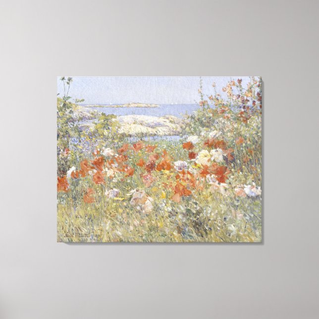 Celia Thaxters Garden av Frederick Childe Hassam Canvastryck (Framsida)