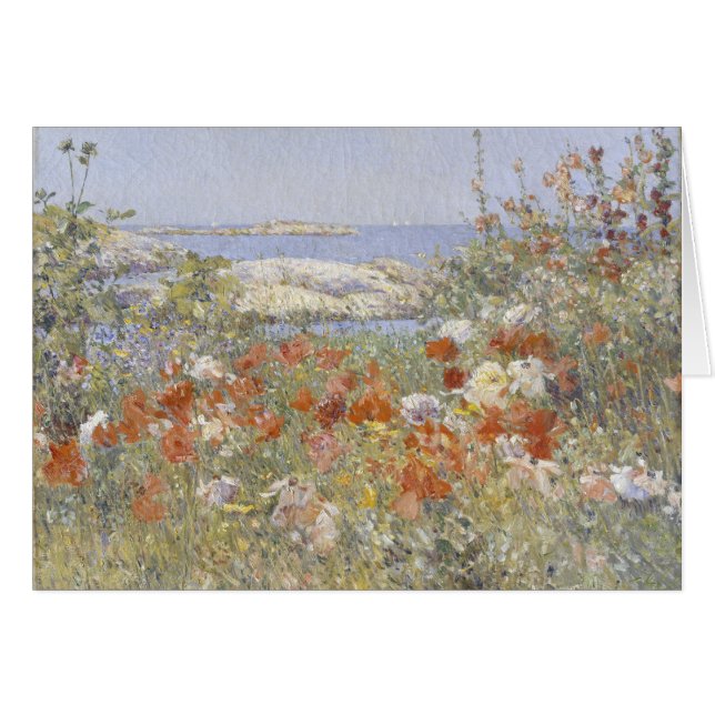 Celia Thaxters Garden av Frederick Childe Hassam Hälsningskort (Framsidan Horizontal)