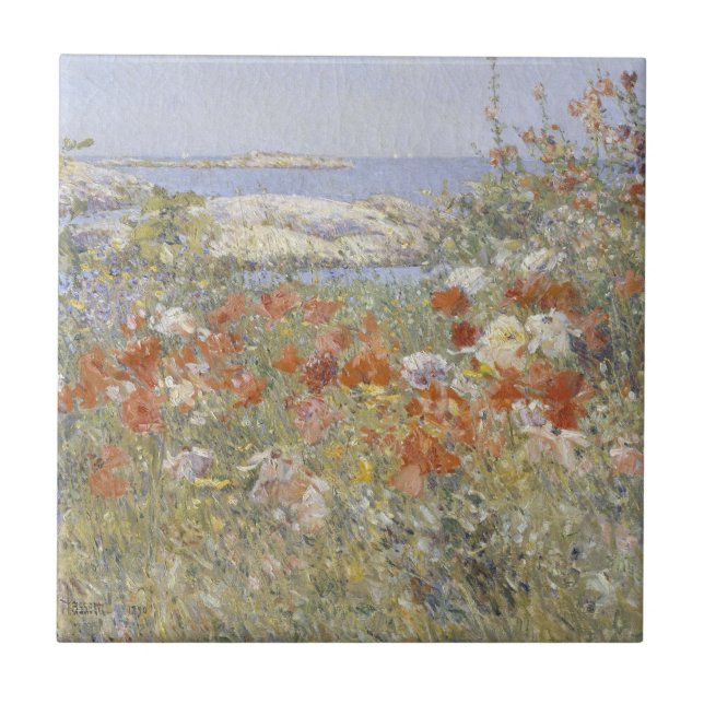 Celia Thaxters Garden av Frederick Childe Hassam Kakelplatta (Framsidan)