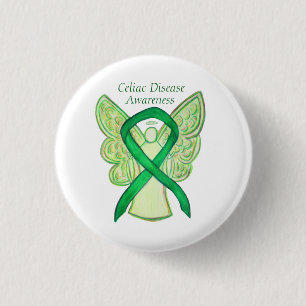 Celiac Disease Awareness Angel Ribbon Art Pin Knapp