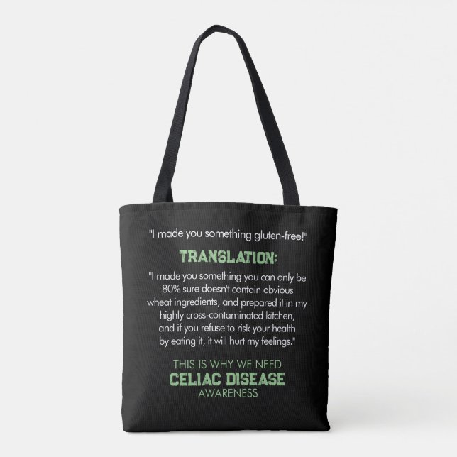 Celiac Disease Awareness Funny Tote Bag Tygkasse (Baksida)