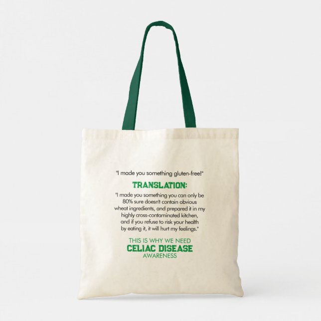 Celiac Disease Awareness Funny Tote Bag Tygkasse (Baksida)
