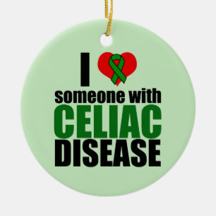 Celiac Disease Support Awareness Kärlek Ribbon Julgransprydnad Keramik