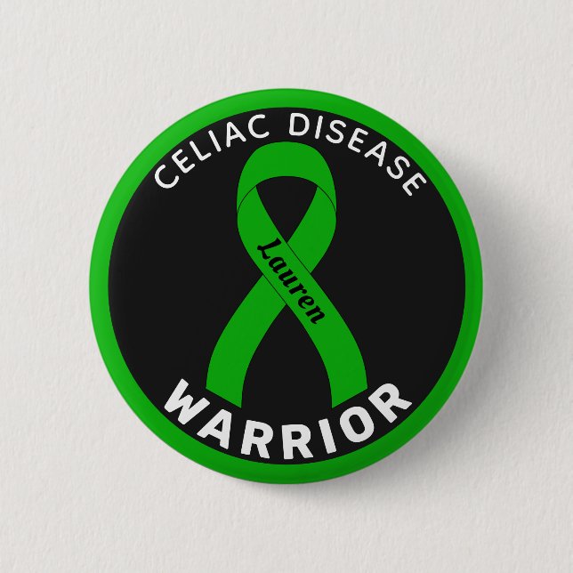 Celiac Disease Warrior Ribbon Black-knapp Knapp (Framsida)