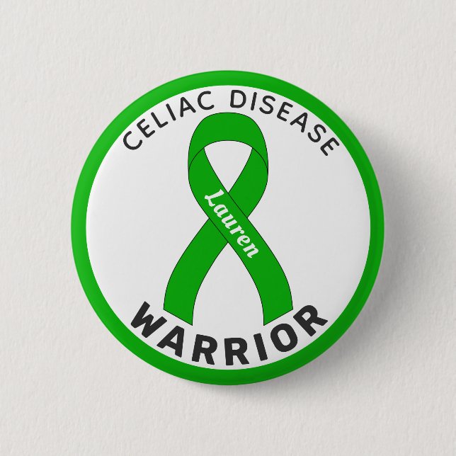 Celiac Disease Warrior Ribbon White Button Knapp (Framsida)