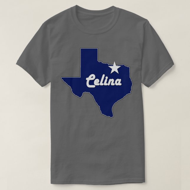 Celina Texas Lone State Karta TX City Navy Blue T Shirt (Design framsida)