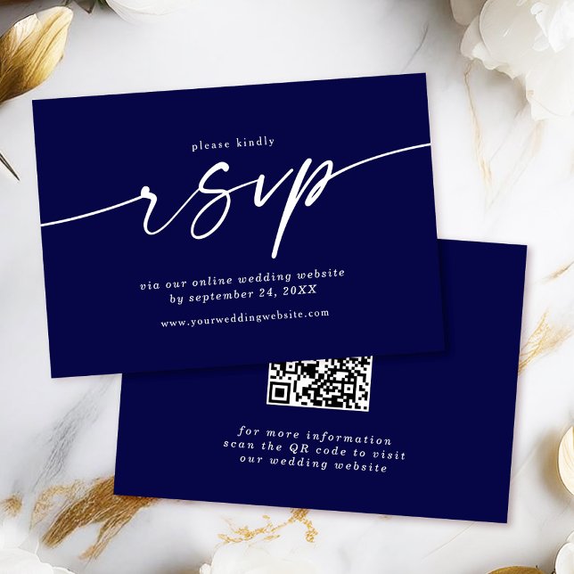 Celine • Bröllpswebbplats RSVP med QR-kod Tilläggskort (Streamline your guest responses with the Celine RSVP card, featuring a custom QR code.)