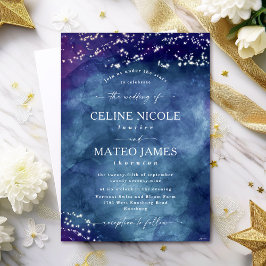 Celine ・ Elegant Celestial Starry Night Bröllop Inbjudningar