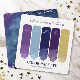 Celine ・ Lila & Blue Bröllop Färg Palette Card Inbjudningar