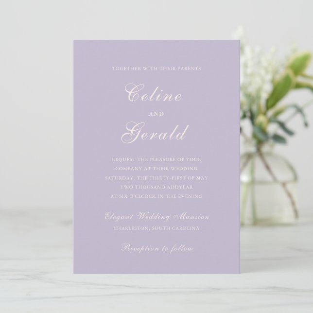 Celine Lilac Elegant bröllop Inbjudningar (Stående Fram)