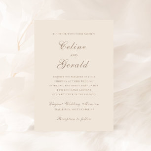 Celine Sandy Neutralt Elegant bröllop Inbjudningar