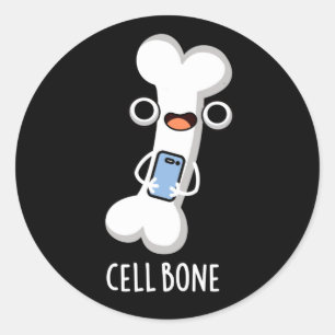 Cell Bone Funny Cell Mobil Pun Mörk BG Runt Klistermärke