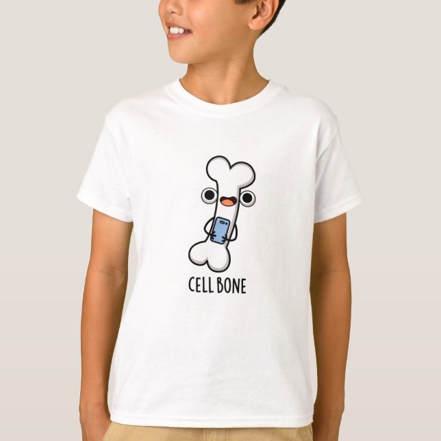 Cell Bone Funny Cell Mobil Pun T Shirt (Framsida)