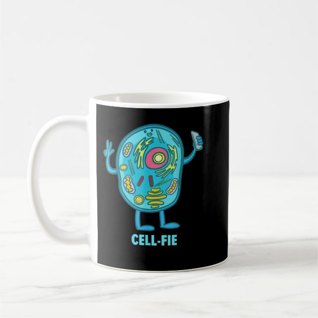 Cell Fie Funny Cell Selfie Science Biology Teacher Kaffemugg (Vänster)