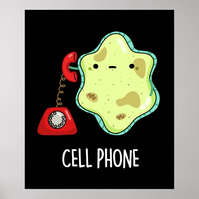 Cell Mobil Funny Biology Science Pun Mörk BG Poster (Framsidan)