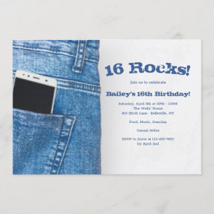 Cell Mobil i Back Pocket Birthday Inbjudningar