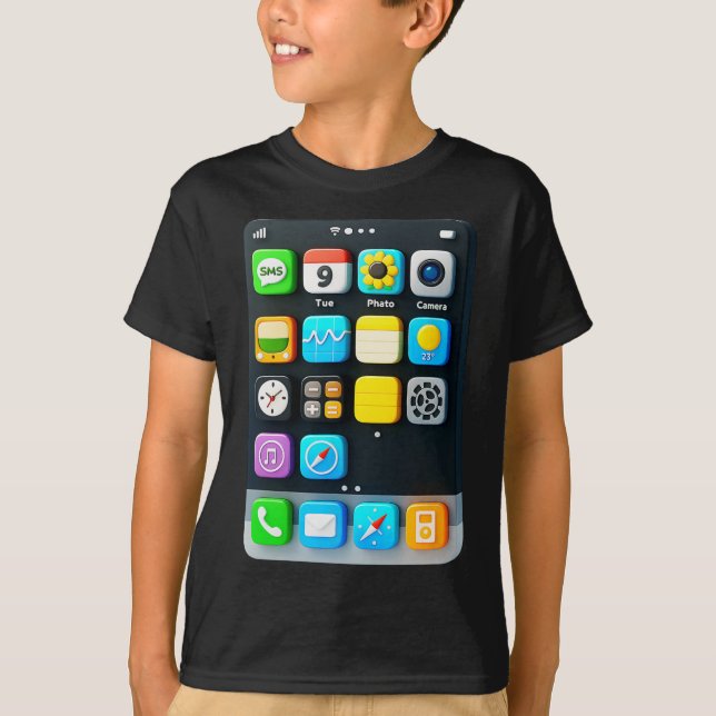 Cell Mobil Skärm Smartphone Mobile App Halloween T Shirt (Framsida)
