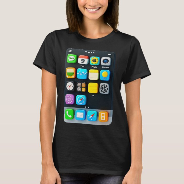 Cell Mobil Skärm Smartphone Mobile App Halloween T Shirt (Framsida)