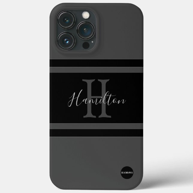 Cell Phone Case - HAMbyWG - Black on Grått (Baksida)