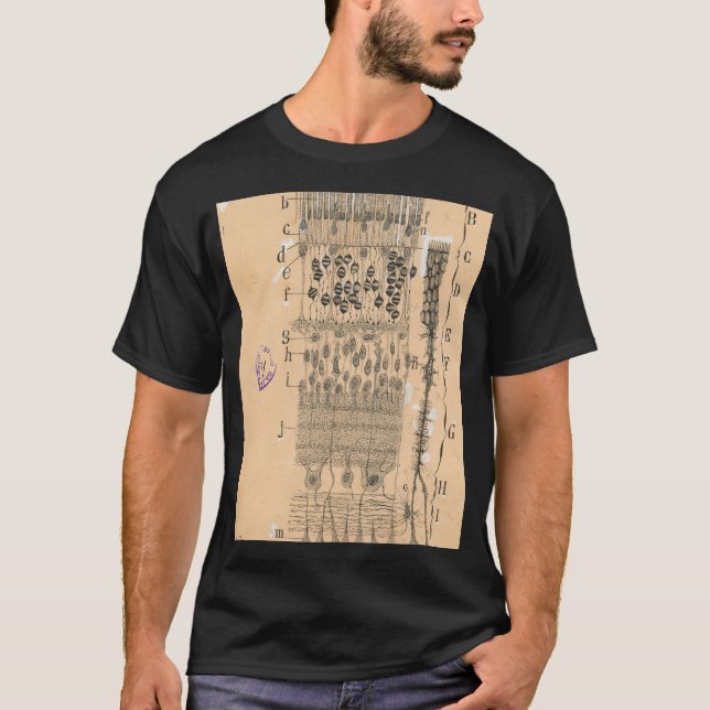 Cell Teckning Öga Retina Santiago Ramon Y Cajal T Shirt (Framsida)