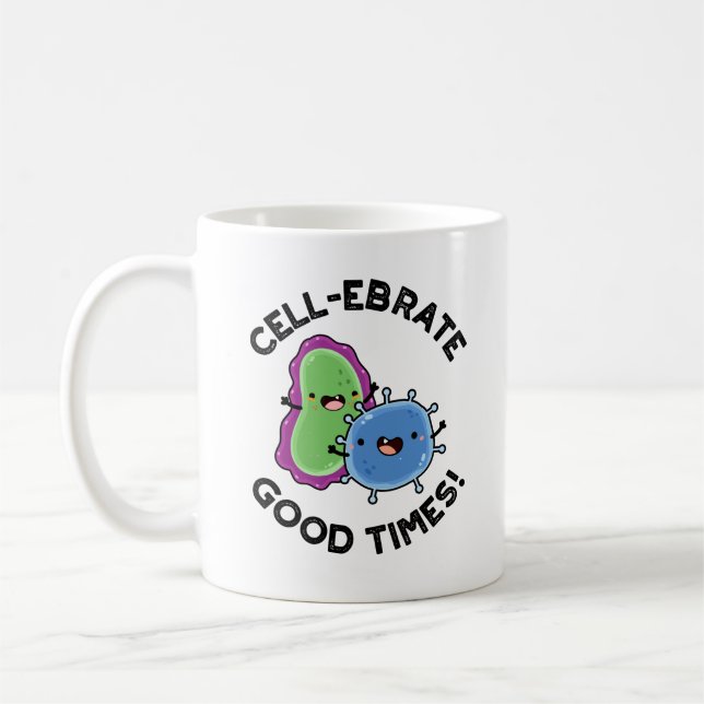 Cellebrate Bra Times Funny Bacteria Pun Kaffemugg (Vänster)