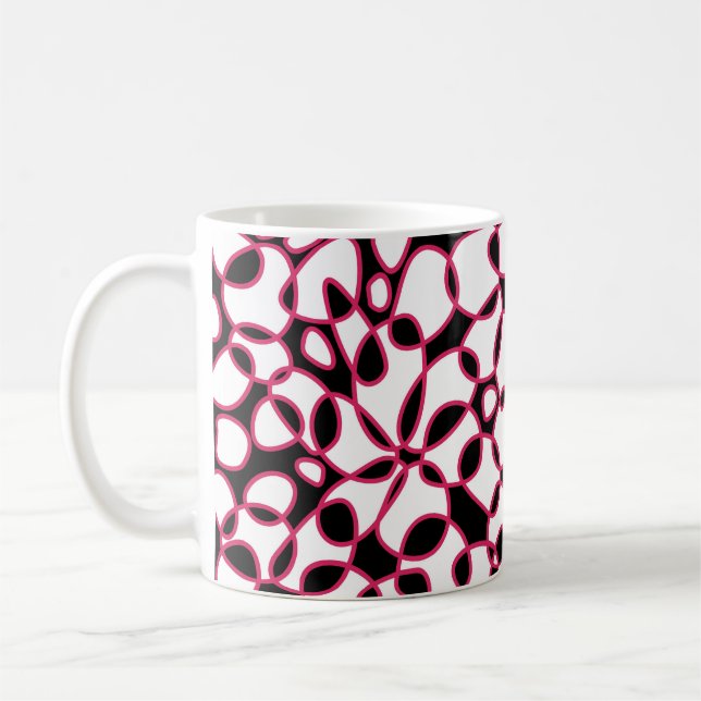 Celler Abstraction Black White Shock rosa Kaffemugg (Vänster)