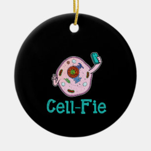 CellFie Funny Biology Science Lärare Pun Gift Julgransprydnad Keramik