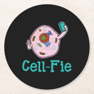 CellFie Funny Biology Science Lärare Pun Gift Underlägg Papper Rund