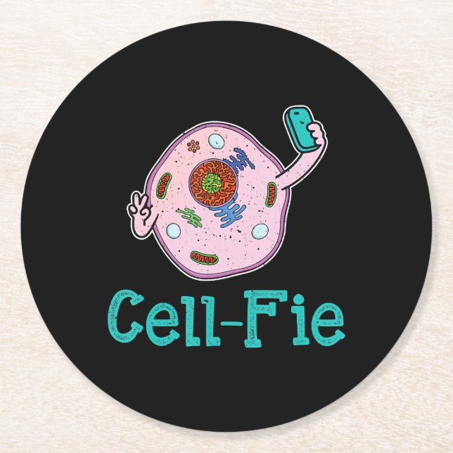 CellFie Funny Biology Science Lärare Pun Gift Underlägg Papper Rund (Framsidan)