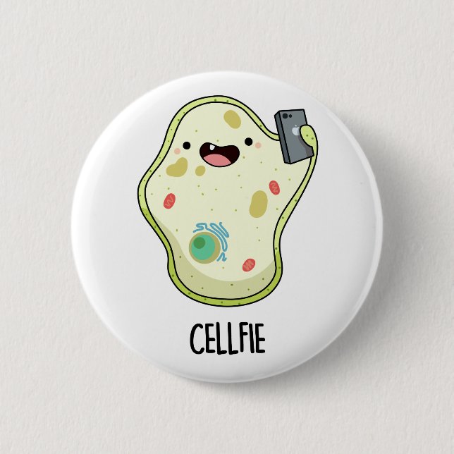 Cellfie Funny Biology Selfie Pun Knapp (Framsida)