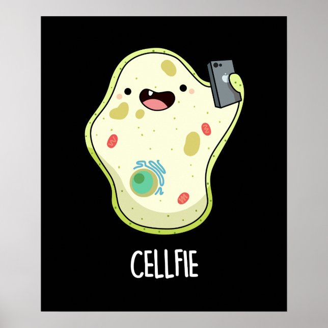 Cellfie Funny Biology Selfie Pun Mörk BG Poster (Framsidan)