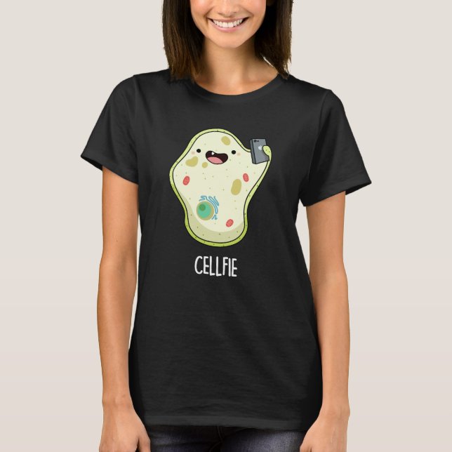Cellfie Funny Biology Selfie Pun Mörk BG T Shirt (Framsida)