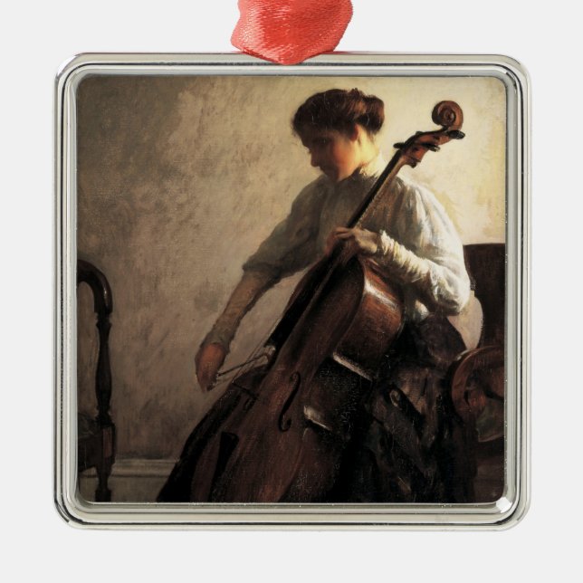 Cellist (av Joseph DeCamp) Julgransprydnad Metall (Framsidan)