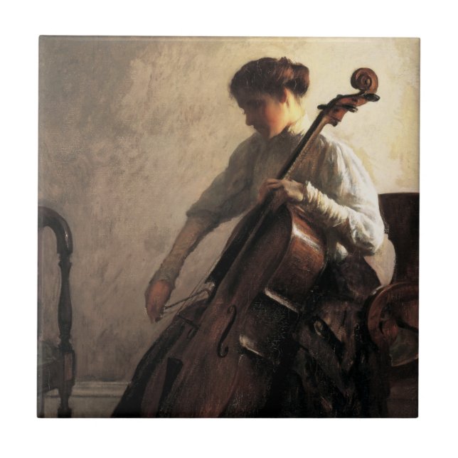 Cellist (av Joseph DeCamp) Kakelplatta (Framsidan)