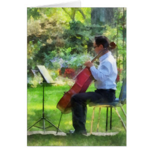 Cellist i trädgården hälsningskort