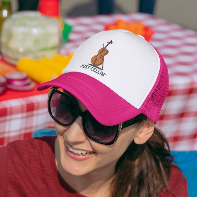 Cellist just Cellin Fiddle Instrumentalist Son Keps (Fiddle Player Cellist Pink Trucker Hat Just Cellin)
