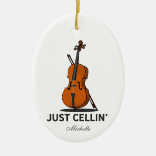 Cellist just Cellin Performance Music Personlig Julgransprydnad Keramik