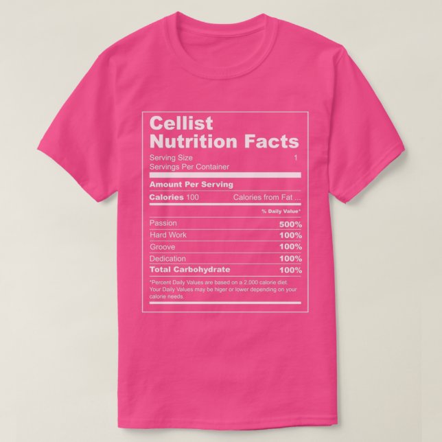 Cellist Nutrition Facts  T Shirt (Design framsida)