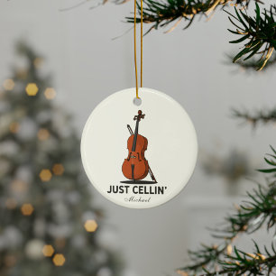 Cellist Performance Music Cello Anpassningsbar jus Julgransprydnad Keramik