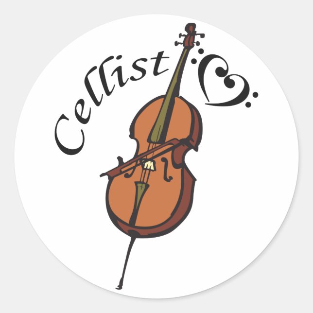 Cellist Runt Klistermärke (Framsida)
