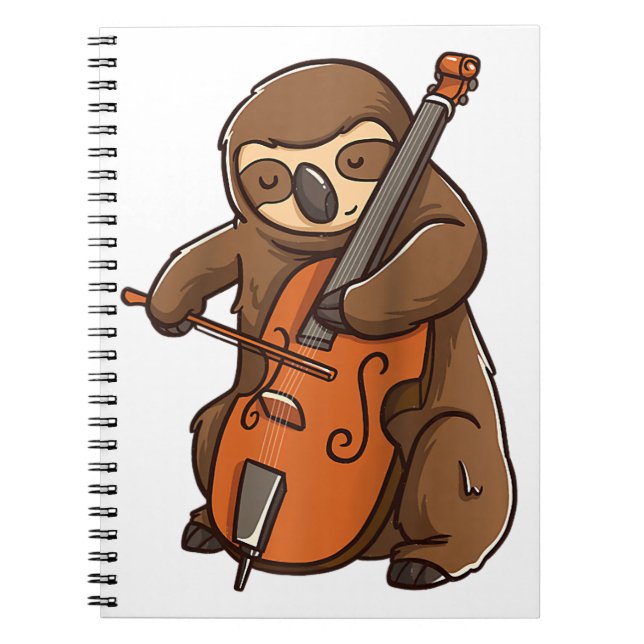 cellist sloth cello player orchestra musikdjur anteckningsbok (Framsidan)