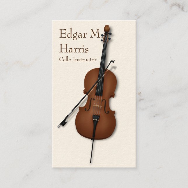 Cello & Bow Classical Musician Premium (ljus) Visitkort (Framsida)