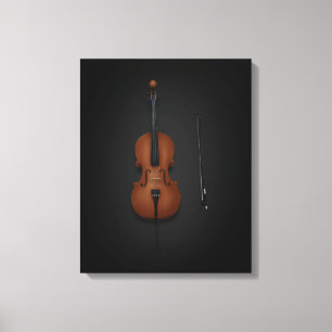 Cello & Bow Side vid sida på 16 x 20 svart Canvastryck