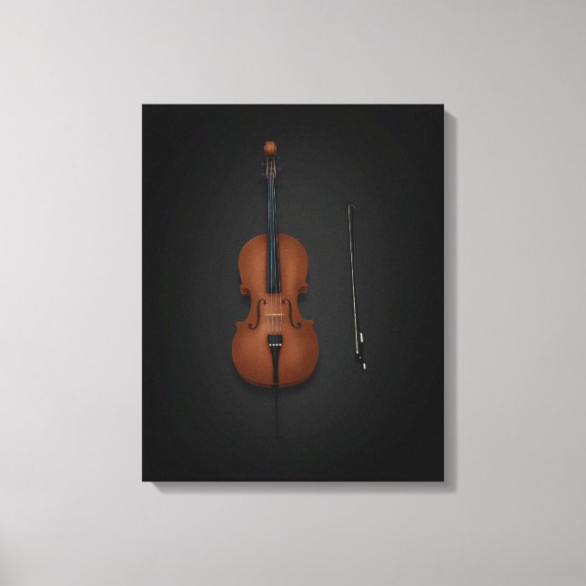 Cello & Bow Side vid sida på 16 x 20 svart Canvastryck (Framsida)