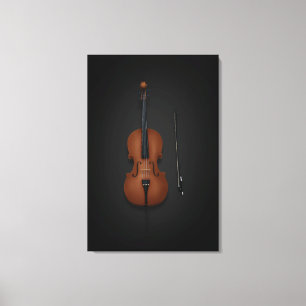 Cello & Bow Side vid sida på 24 x 36 svart Canvastryck